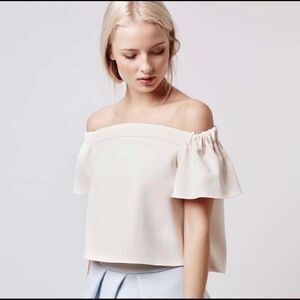 Topshop Livi Off The Shoulder Blush Bardot Top Pink Size 6